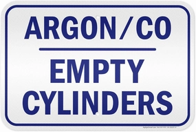 Argon Co Empty Cylinders Sign, 12x18 Inches, 3M EGP Reflective .063 Aluminum, Fade Resistant, Made in USA by My Sign Center