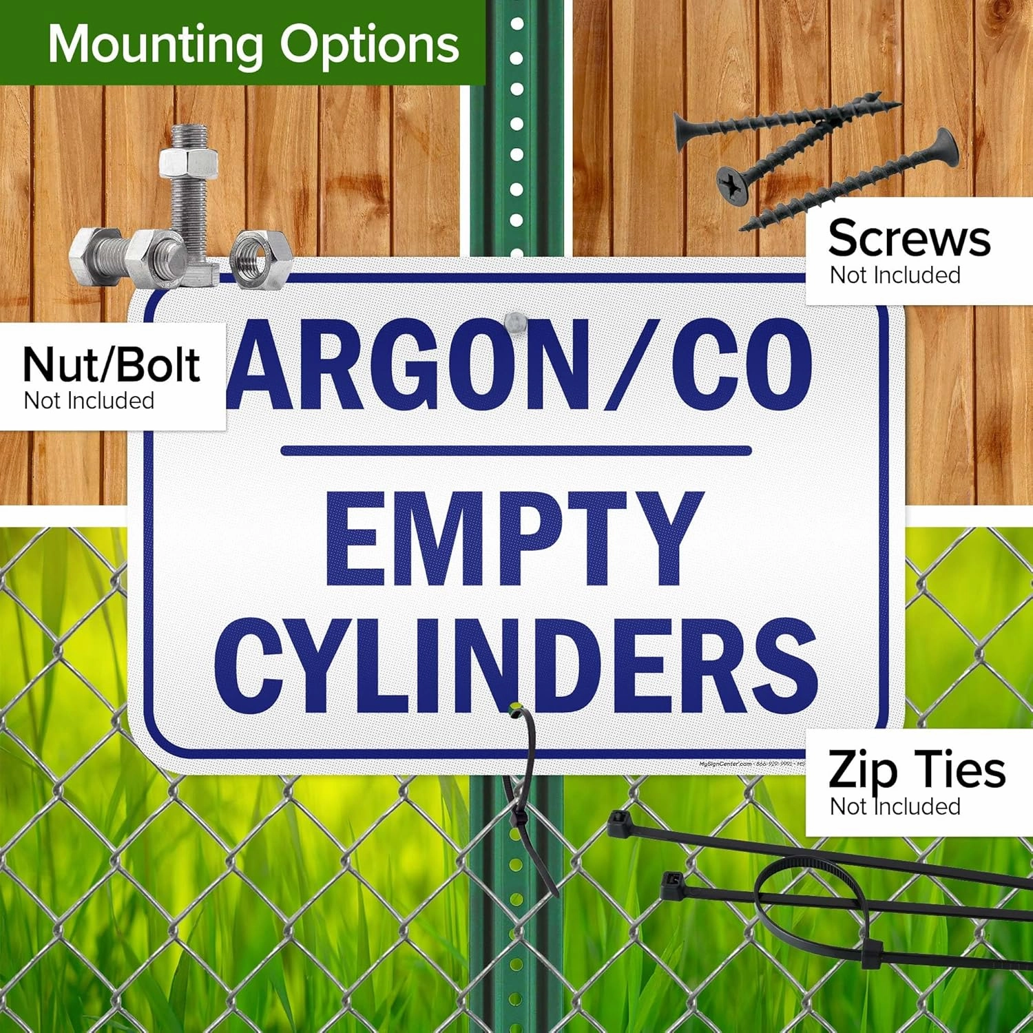 Argon Co Empty Cylinders Sign, 12x18 Inches, 3M EGP Reflective .063 Aluminum, Fade Resistant, Made in USA by My Sign Center