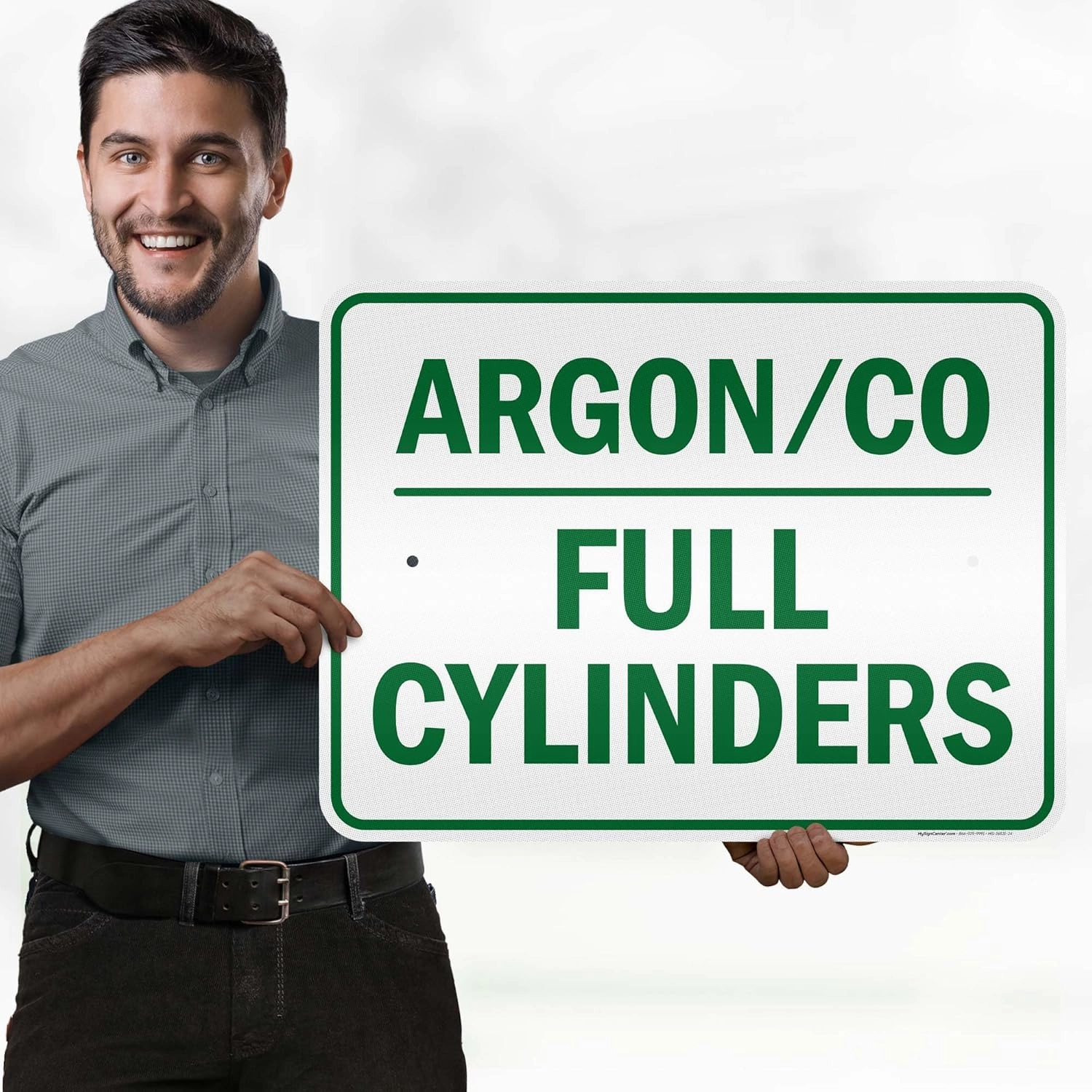 Argon Co Full Cylinders Green Sign, 18x24 Inches, 3M EGP Reflective .080 Aluminum, Fade Resistant, Made in USA by My Sign Center