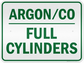 Argon Co Full Cylinders Green Sign, 18x24 Inches, 3M EGP Reflective .080 Aluminum, Fade Resistant, Made in USA by My Sign Center