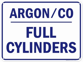 Argon Co Full Cylinders Sign, 18x24 Inches, 55 mil thick HDPS (high density polystyrene), Made in USA by My Sign Center