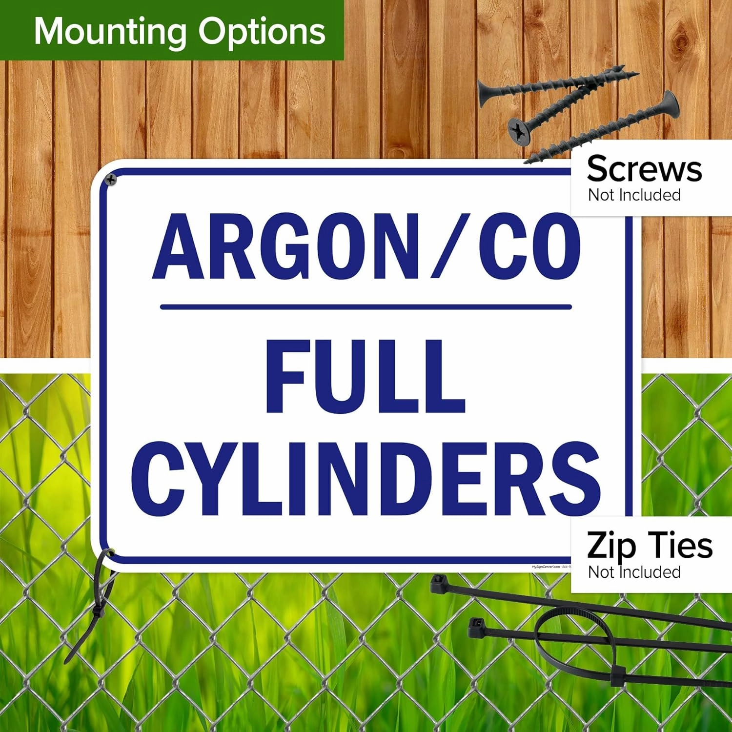 Argon Co Full Cylinders Sign, 18x24 Inches, 55 mil thick HDPS (high density polystyrene), Made in USA by My Sign Center