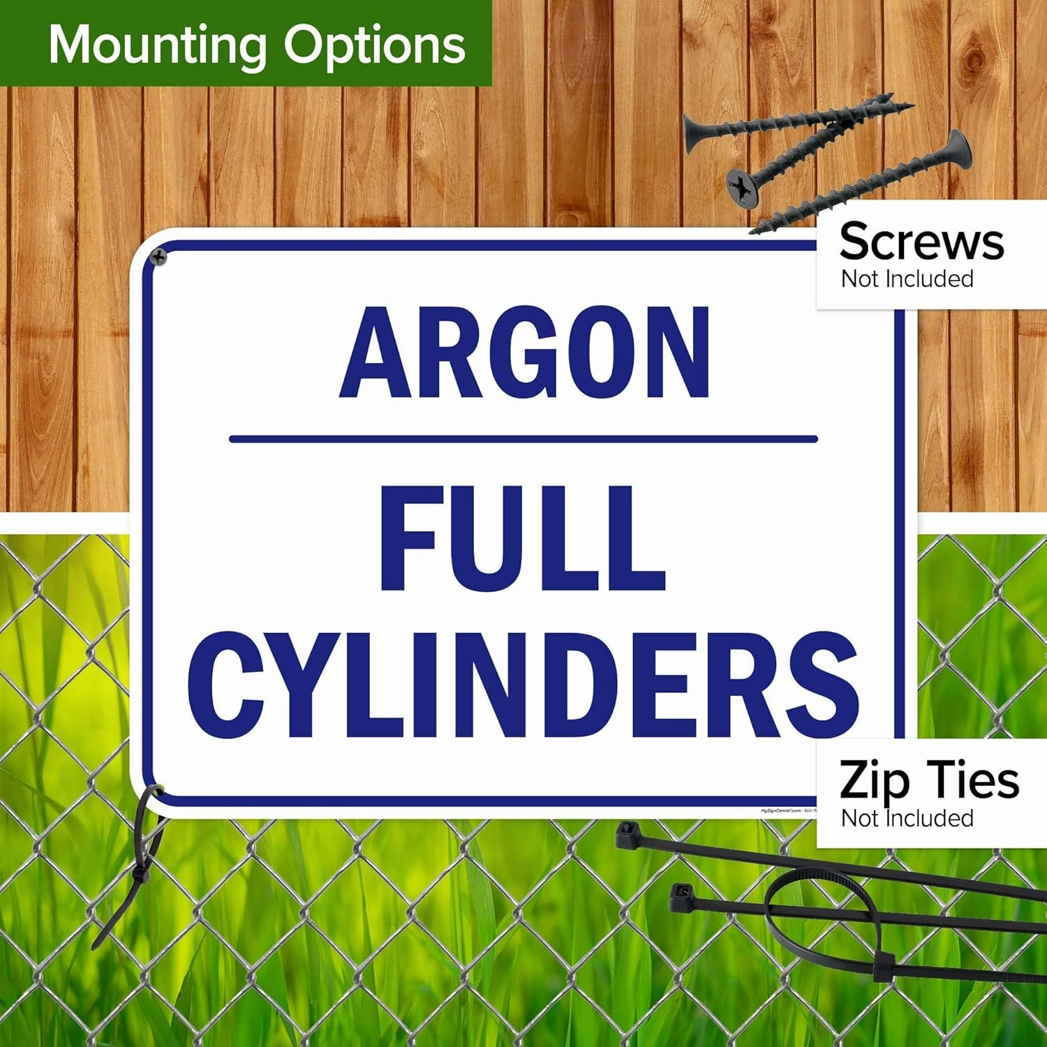 Argon Full Cylinders Sign, 18x24 Inches, 55 mil thick HDPS (high density polystyrene), Made in USA by My Sign Center
