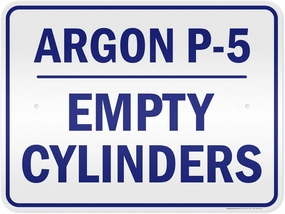 Argon P5 Empty Cylinders Sign, 18x24 Inches, 3M EGP Reflective .080 Aluminum, Fade Resistant, Made in USA by My Sign Center