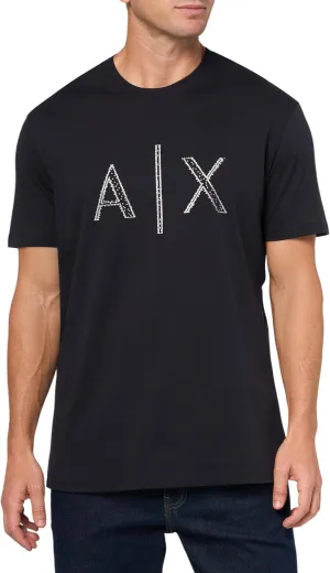 Armani Exchange Men's A|x Large Logo Black and Gold T-Shirt