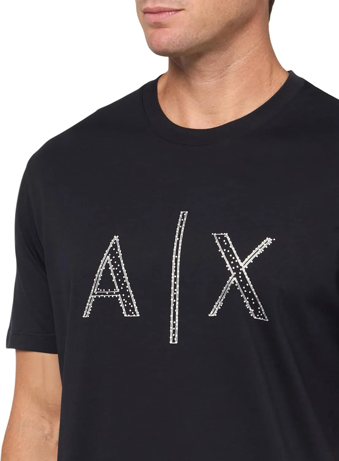 Armani Exchange Men's A|x Large Logo Black and Gold T-Shirt