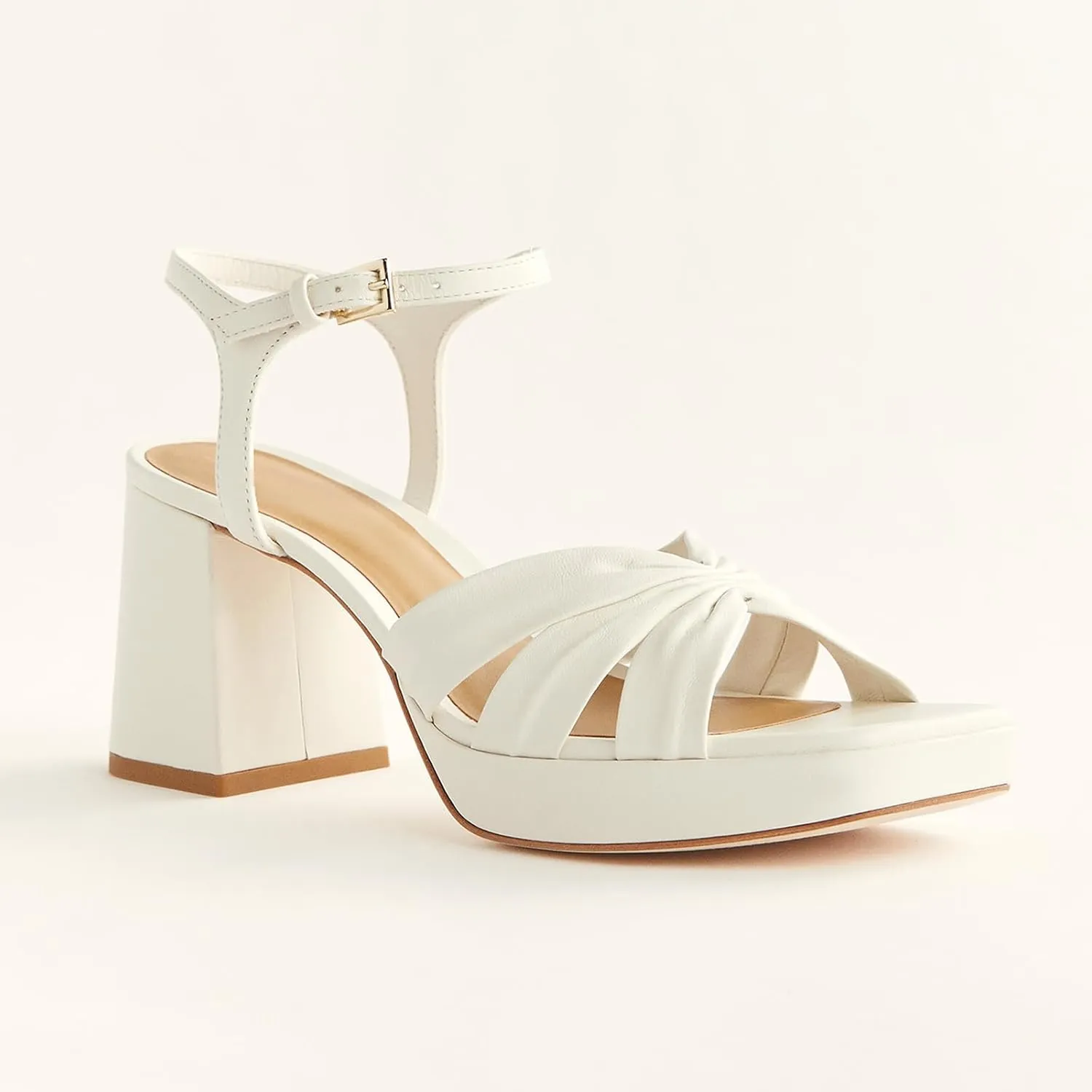 Arqa Platform Bow Sandals for Women Metallic Ruched Chunky Heels Square Open Toe Ankle Strap Block Heel Sandal