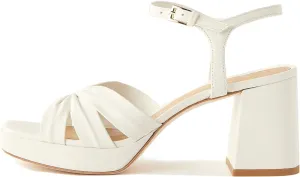 Arqa Platform Bow Sandals for Women Metallic Ruched Chunky Heels Square Open Toe Ankle Strap Block Heel Sandal