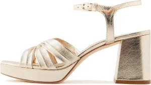 Arqa Platform Bow Sandals for Women Metallic Ruched Chunky Heels Square Open Toe Ankle Strap Block Heel Sandal