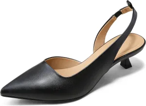 Arromic Pointed Toe Kitten Heels Pumps for Women, Slingback Heels for Women, Comfortable Low Heel Dress Shoes