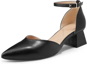Arromic Women's Pumps Pointed Toe Chunky Closed Toe Block Low Heels Dress Shoes Comfortable Casual Office Three-Way Wear Ankle Strap Pumps Shoes