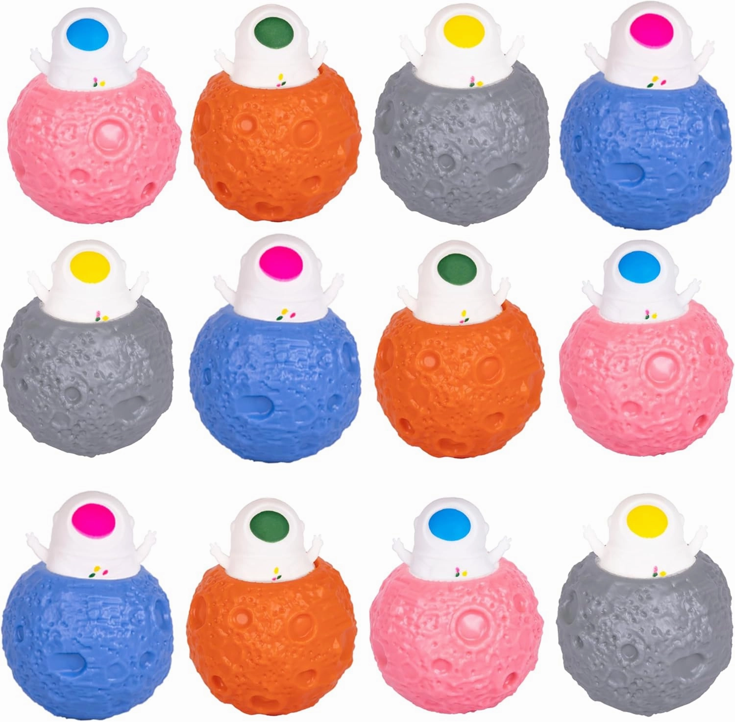 ArtCreativity Astronaut Squishy Toys - Set of 12 Anti Stress Toys - Space Themed Puffers for Kids (Bulk) - Outer Space Party Favors and Supplies - Portable Pop Up Stress Relief Balls for Toddlers