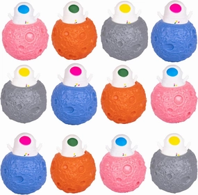 ArtCreativity Astronaut Squishy Toys - Set of 12 Anti Stress Toys - Space Themed Puffers for Kids (Bulk) - Outer Space Party Favors and Supplies - Portable Pop Up Stress Relief Balls for Toddlers