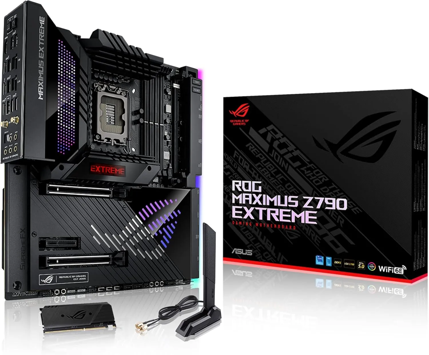 ASUS ROG Maximus Z790 Extreme WiFi 6E LGA 1700(Intel®12th&13th Gen) EATX Gaming Motherboard (PCIe 5.0,DDR5,25power Stages,5X M.2,10&2.5Gb LAN,2xThunderbolt 4,USB 3.2 Gen 2x2 with Quick Charge 4 )