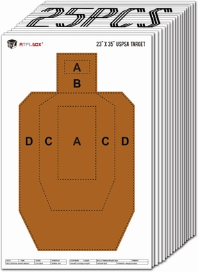 Atflbox 23" x 35" IPSC/USPSA Practice Paper Shooting Targets, Competition Torso Target, Paper Silhouette Shooting Target, Suitable for Pistol, Rifle, Handgun, Shotgun Shooting Range Training