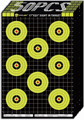 Atflbox Sight in Shooting Range Paper Target, 17X25 Inch High Visibility Bullseye Shooting Targets Suitable for Handgun, Rifle, Pellet Gun, Airgun, BB Guns, Airsoft