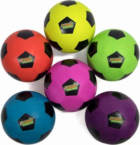 Atomic Athletics Neon Rubber Playground Balls - 6 Pack of Youth Size, includes Pump & Storage Bag