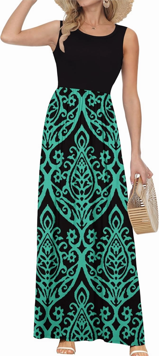 AUSELILY Women's Summer Sleeveless Loose Maxi Dress Casual Long Dresses with Pockets 2025 New