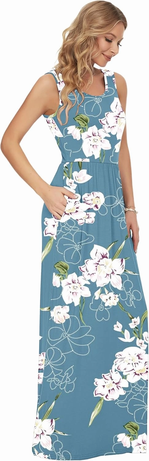 AUSELILY Women's Summer Sleeveless Loose Maxi Dress Casual Long Dresses with Pockets 2025 New
