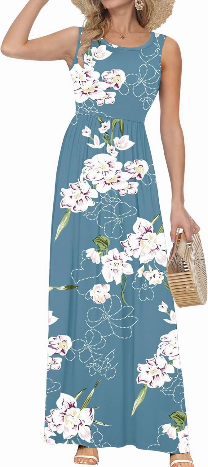 AUSELILY Women's Summer Sleeveless Loose Maxi Dress Casual Long Dresses with Pockets 2025 New