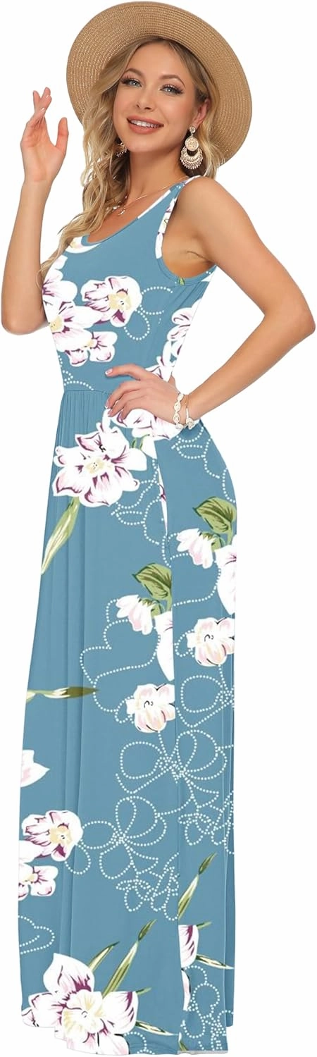 AUSELILY Women's Summer Sleeveless Loose Maxi Dress Casual Long Dresses with Pockets 2025 New