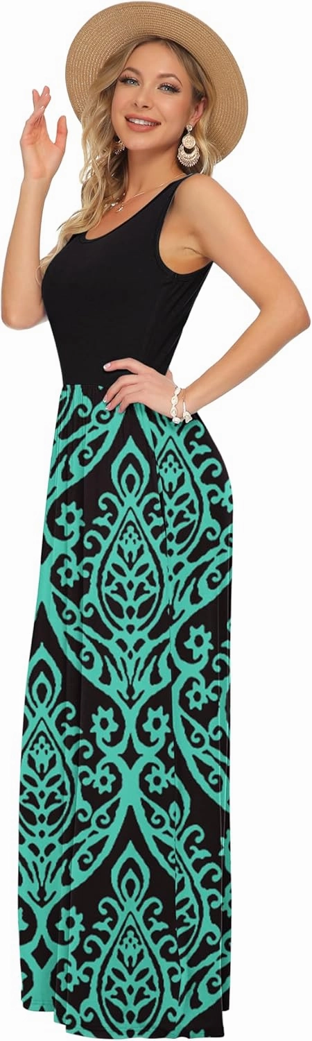 AUSELILY Women's Summer Sleeveless Loose Maxi Dress Casual Long Dresses with Pockets 2025 New