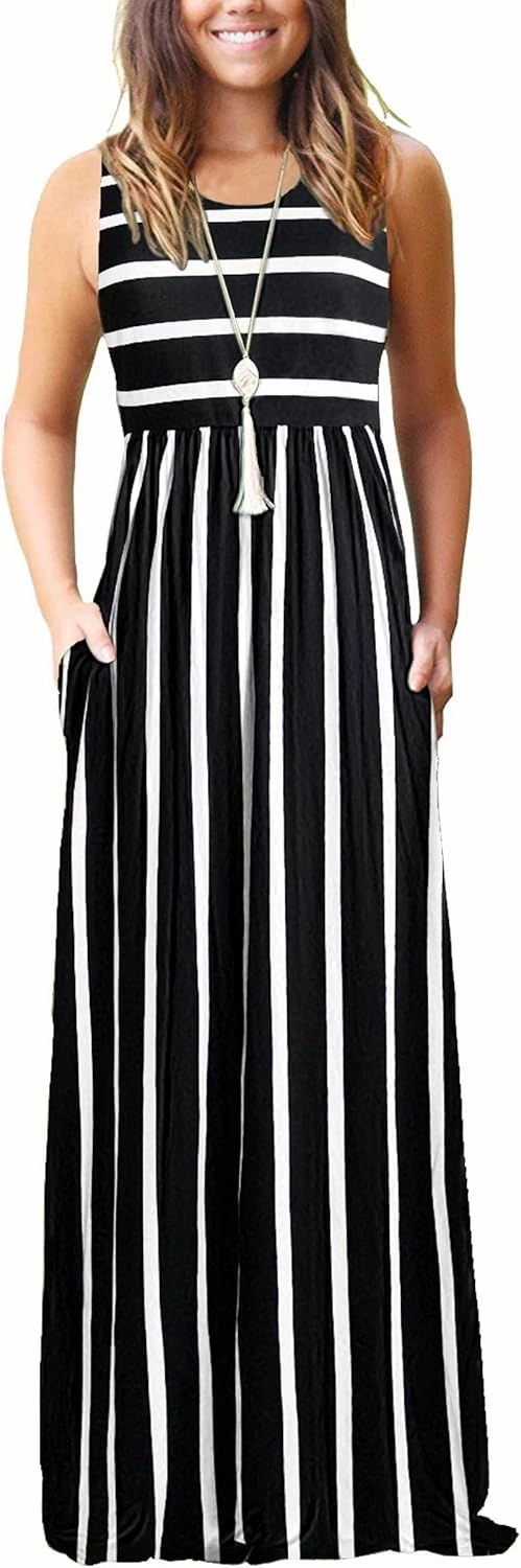 AUSELILY Women's Summer Sleeveless Loose Maxi Dress Casual Long Dresses with Pockets 2025 New