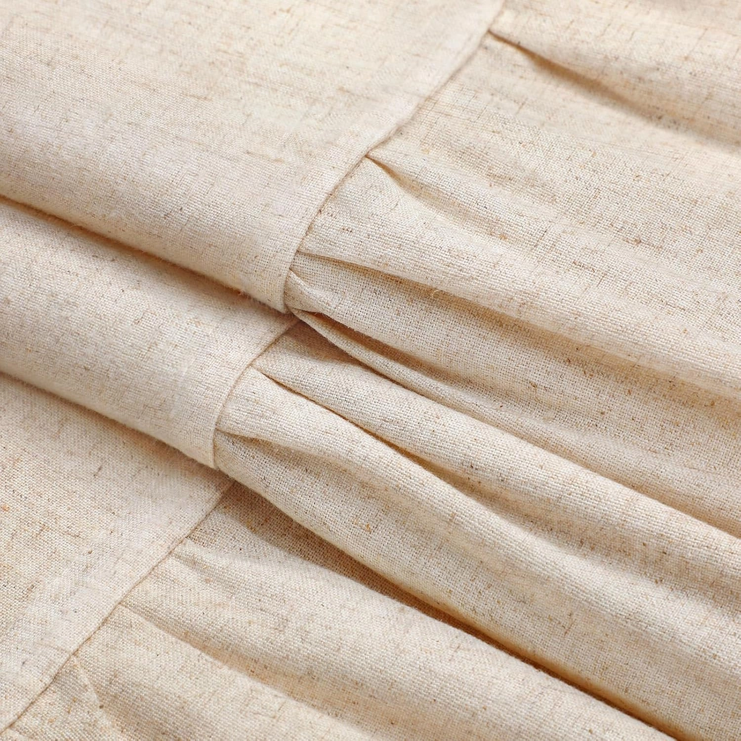 Awellife Linen Farmhouse Shower Curtain with A Ruffle Shower Curtain for Bathroom, Beige Natural 72"x72" 12 Hooks