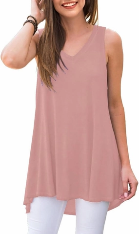 AWULIFFAN Women's Summer Sleeveless V-Neck T-Shirt Tunic Tops Blouse Shirts