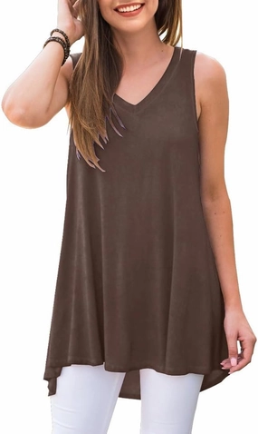 AWULIFFAN Women's Summer Sleeveless V-Neck T-Shirt Tunic Tops Blouse Shirts