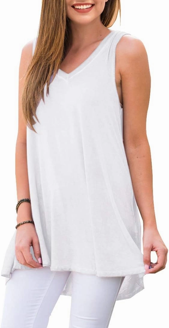 AWULIFFAN Women's Summer Sleeveless V-Neck T-Shirt Tunic Tops Blouse Shirts