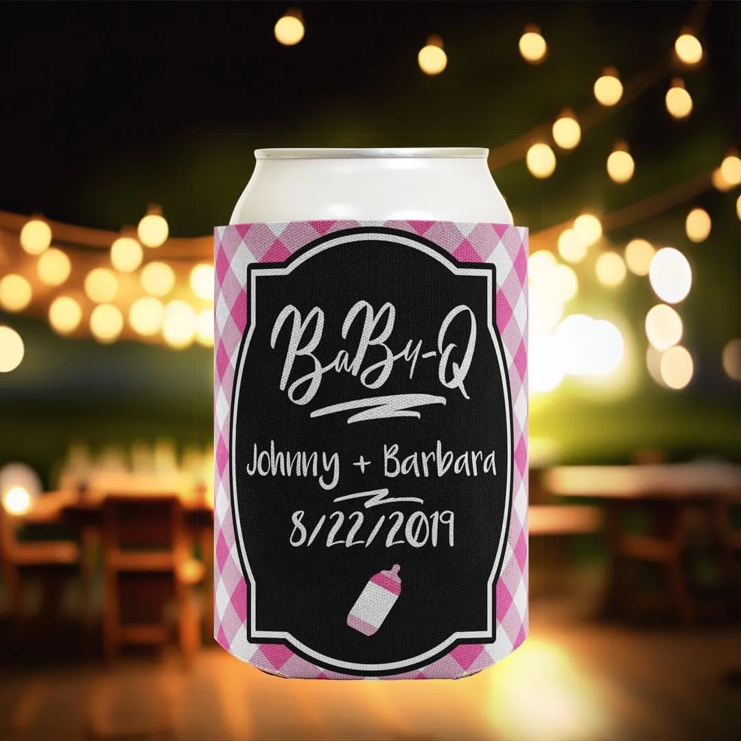 BaBy-Q Any Name and Due Date Baby Shower Favor Pink 48-Pack Personalized Drink Can Coolers Party Pack Drink Coolers