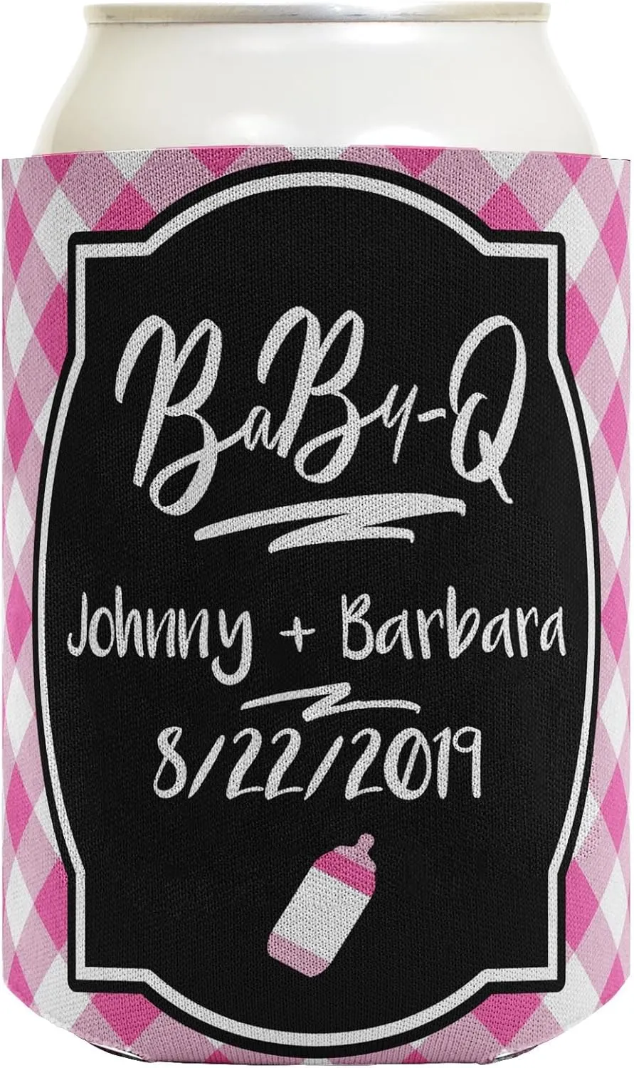 BaBy-Q Any Name and Due Date Baby Shower Favor Pink 48-Pack Personalized Drink Can Coolers Party Pack Drink Coolers