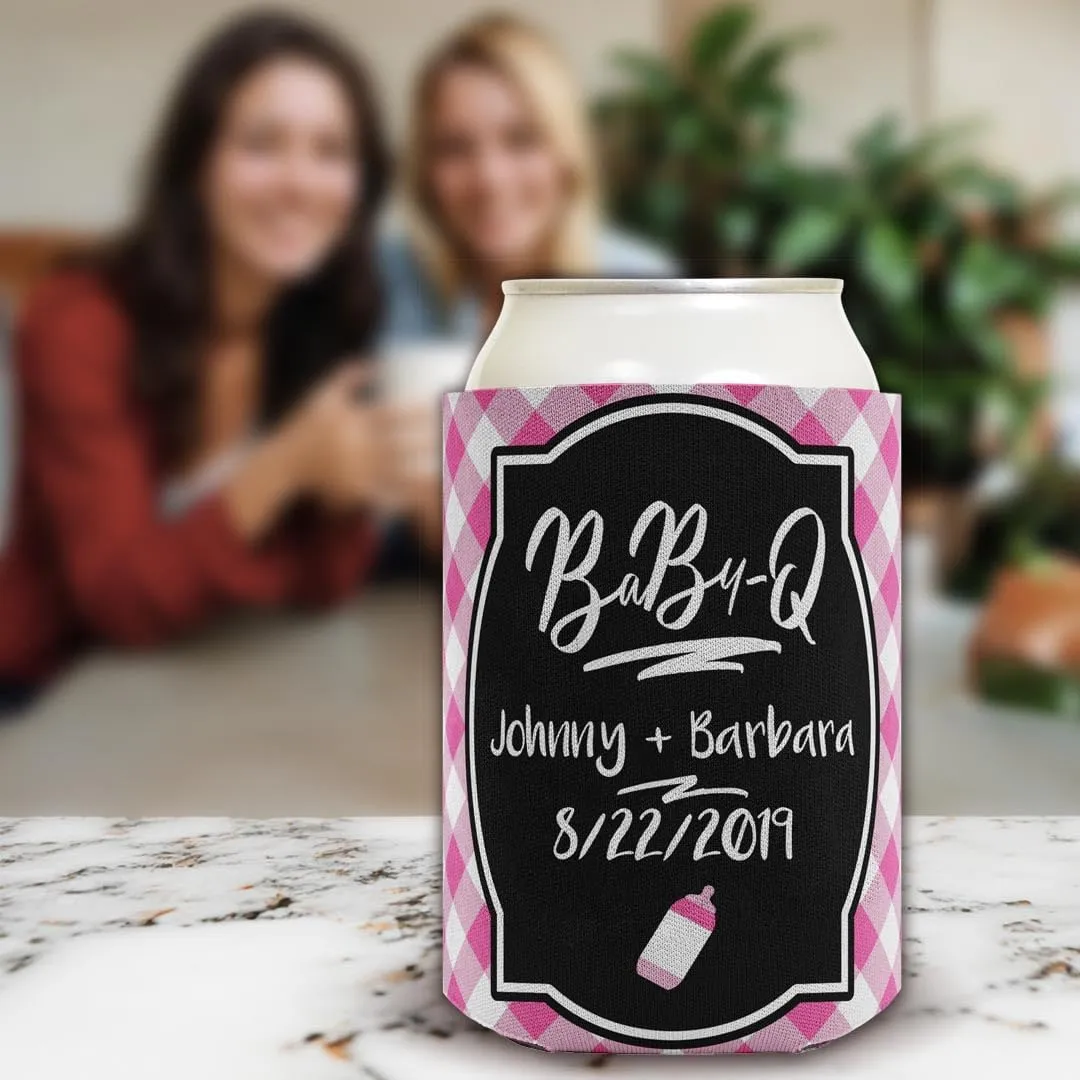 BaBy-Q Any Name and Due Date Baby Shower Favor Pink 48-Pack Personalized Drink Can Coolers Party Pack Drink Coolers