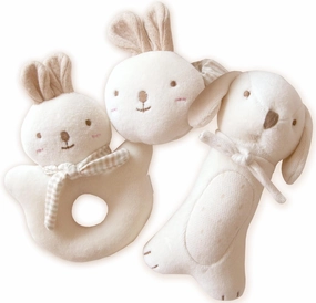 Baby First Friends, Stuffed Animals (Puppy & Rabbit Rattle Set) Attachment Doll, Organic Toy