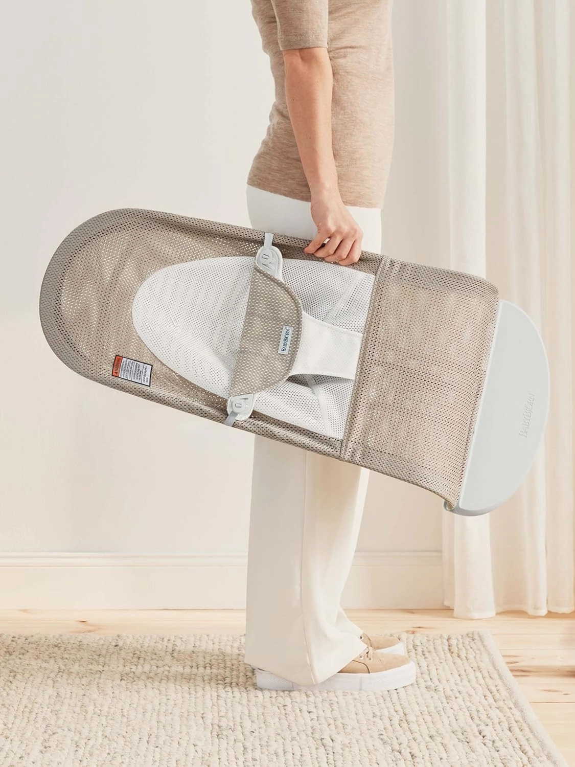 BabyBjörn Extra Fabric seat for Bouncer, Mesh, Gray Beige/White
