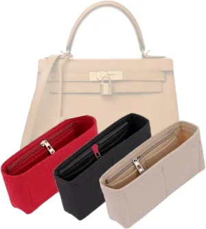 Bag Organizer for Hermes Kelly 35 Handbag(35L x 24H x 12D cm)|Handmade Custom Bag Insert|2mm Felt Bag Liner|Women Handbag Shaper (Black, Style B: Side Zipper)