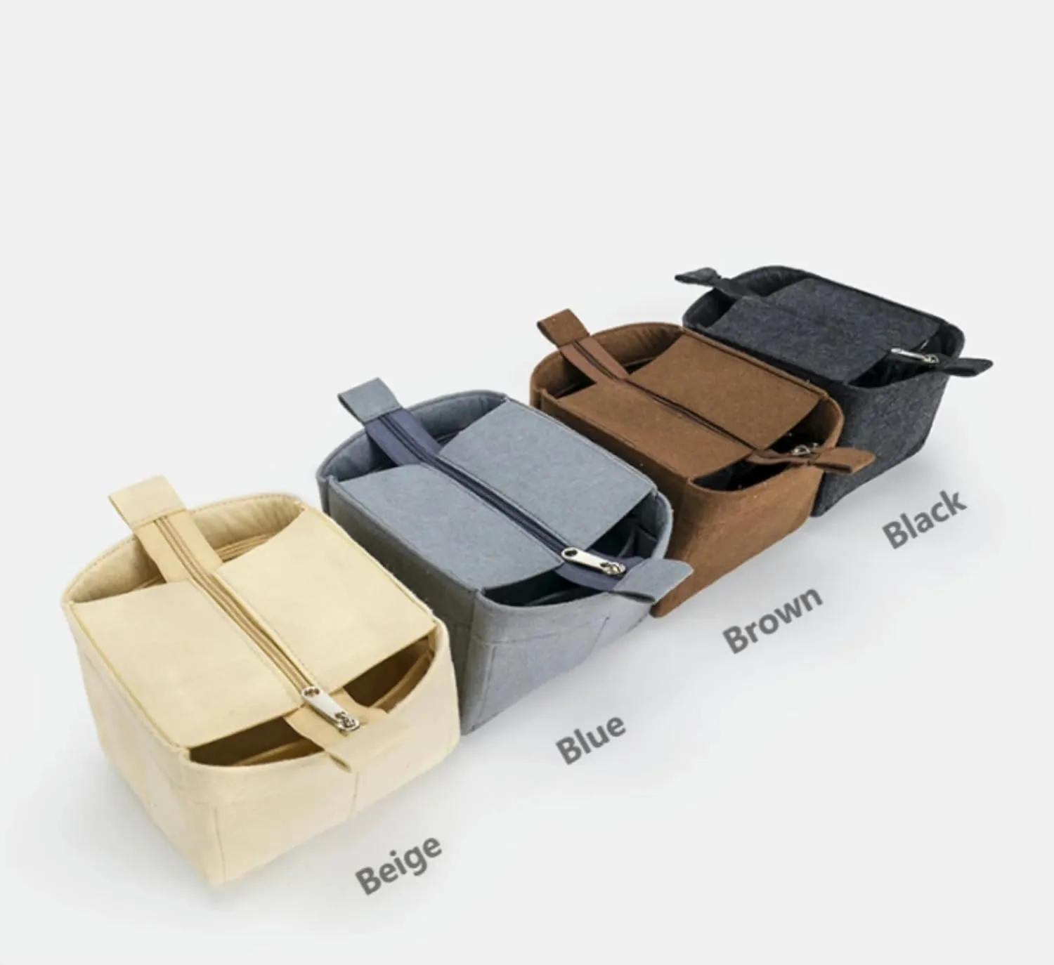 Bag Organizer for Hermes Picotin PM 18 (13L x 18H x 18D cm)|Handmade Custom Bag Insert|2mm Felt Bag Liner|Women Handbag Shaper (Beige, Style B: Zipper Cap)