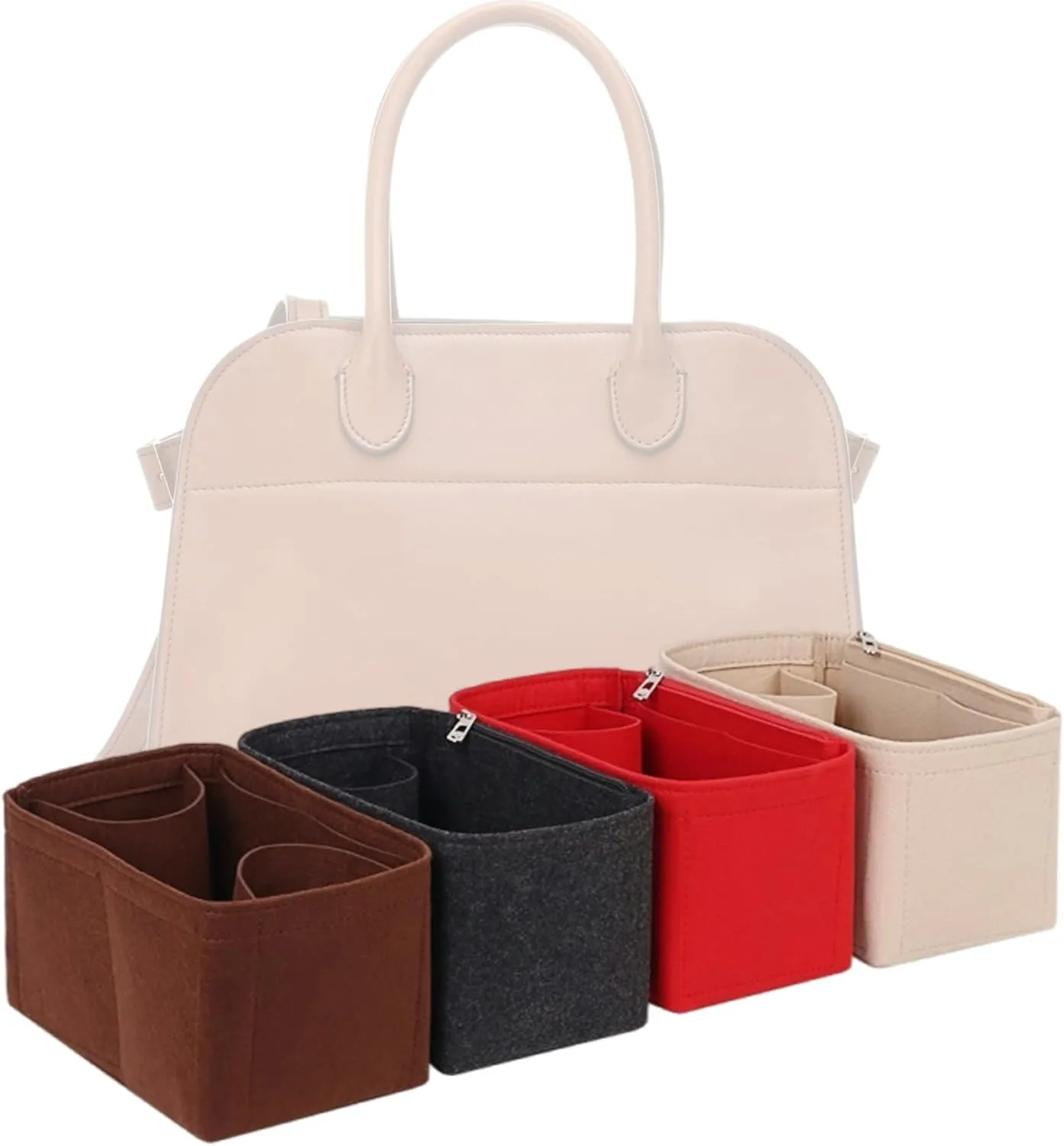 Bag Organizer for The Row Soft Margaux 10 Bag(10 x 7 x 7.5 in)|Handmade Custom Bag Insert|2mm Felt Bag Liner|Women Handbag Shaper (Beige, Style B)