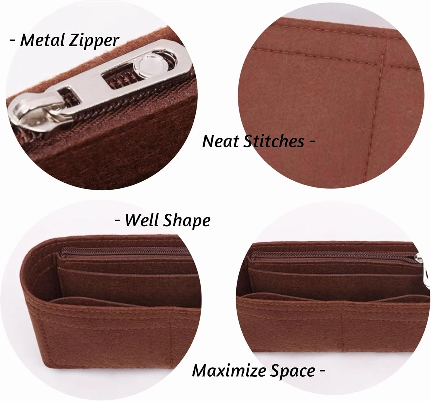 Bag Organizer for Balenciaga Classic City Handbag(38L x 25H x 13D cm)|Handmade Custom Bag Insert|2mm Felt Bag Liner|Women Handbag Shaper (Brown, Style A: Exposure)