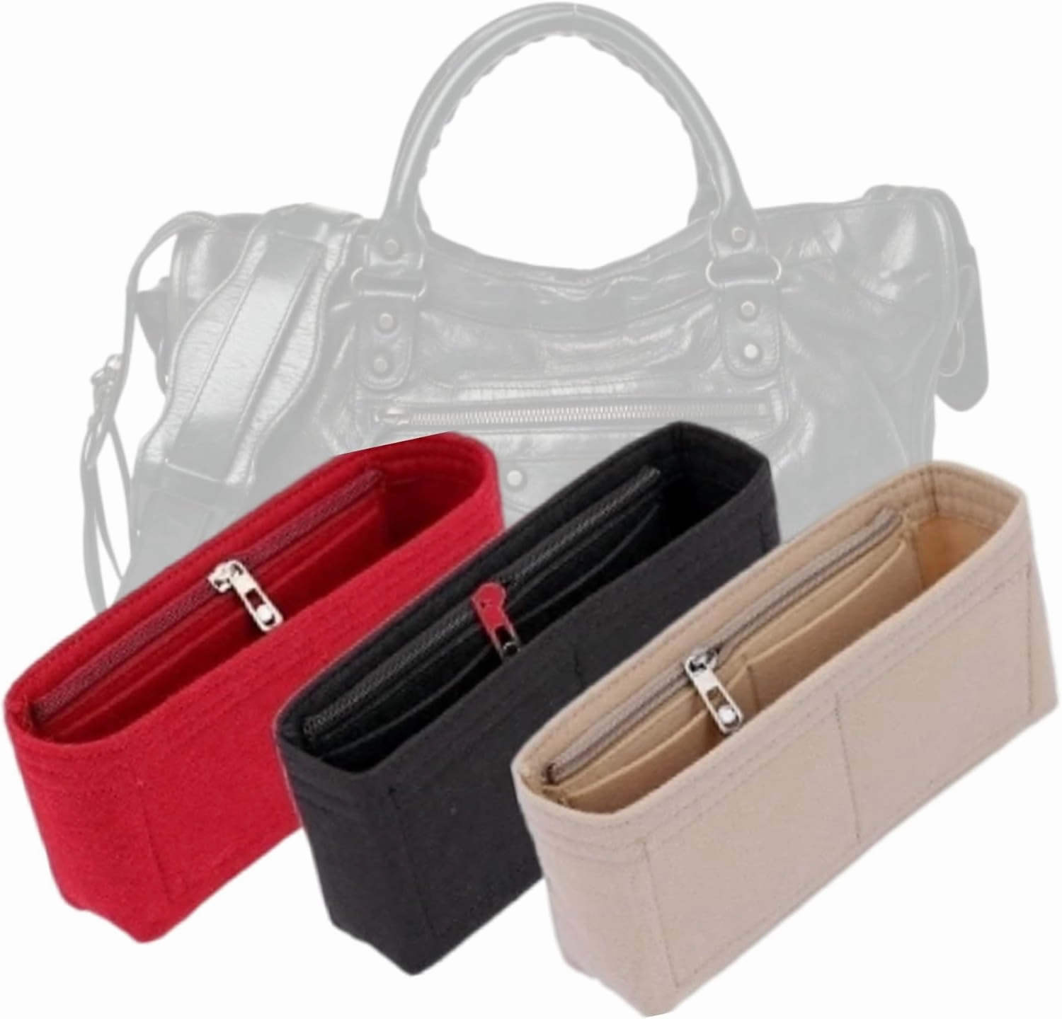 Bag Organizer for Balenciaga Classic City Handbag(38L x 25H x 13D cm)|Handmade Custom Bag Insert|2mm Felt Bag Liner|Women Handbag Shaper (Brown, Style A: Exposure)