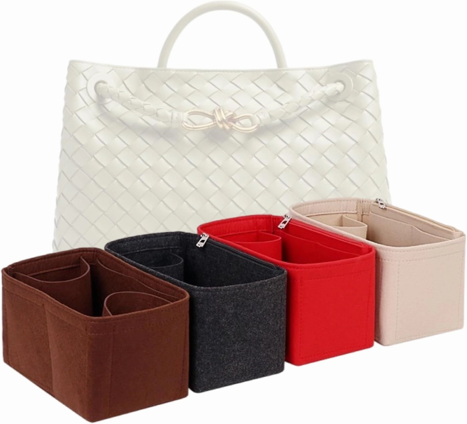 Bag Organizer for Bottega Veneta Large Andiamo Bag (42L x 35H x 18D cm)|Handmade Bag Organizer|Custom Bag Insert|2mm Felt Bag Liner|Women Handbag Bag Shaper (Beige, Style C)