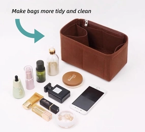Bag Organizer for Hermes Garden Party 36 (36L x 26H x 17D cm)|Handmade Custom Bag Insert|2mm Felt Bag Liner|Women Handbag Shaper (Brown, Style C)