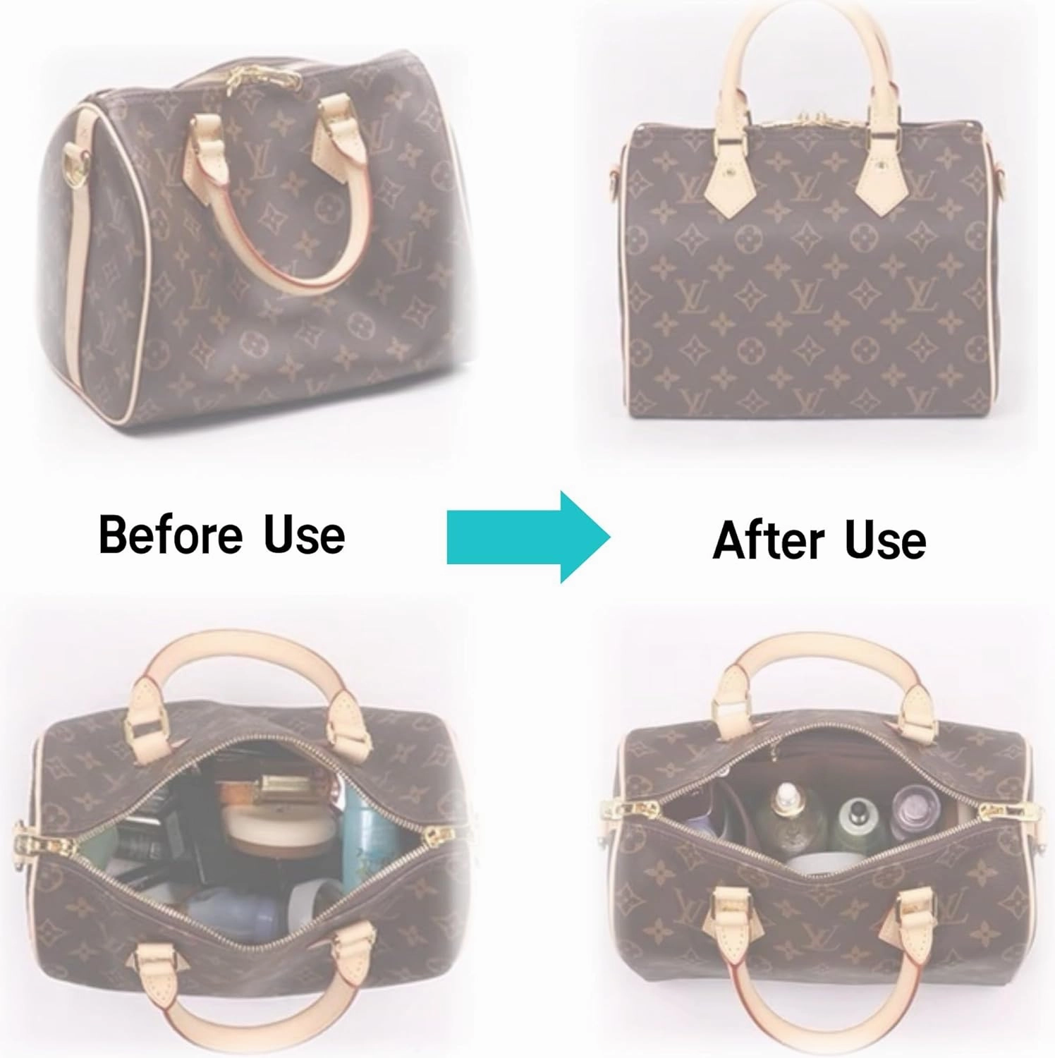 Bag Organizer for Loewe Medium Squeeze Bag(34L x 33H x 13.5D cm)|Handmade Custom Bag Insert|2mm Felt Bag Liner|Women Handbag Shaper (Brown, Style A)