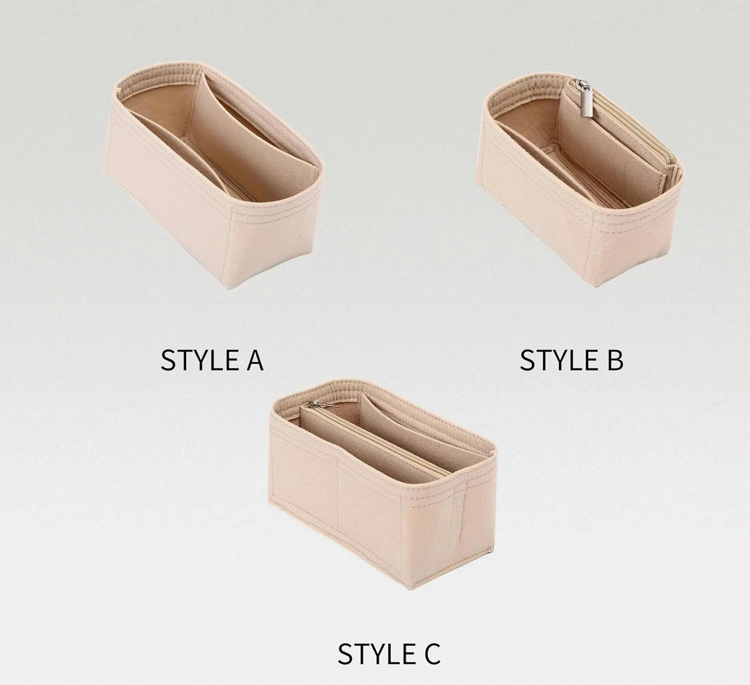 Bag Organizer for Loro Piana Extra Pocket Pouch L27 (27L x 16H x 10D cm)|Handmade Custom Bag Insert|2mm Felt Bag Liner|Women Handbag Shaper (Beige, Style B)