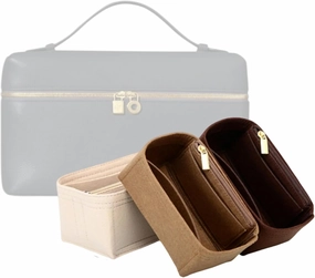 Bag Organizer for Loro Piana Extra Pocket Pouch L27 (27L x 16H x 10D cm)|Handmade Custom Bag Insert|2mm Felt Bag Liner|Women Handbag Shaper (Beige, Style B)