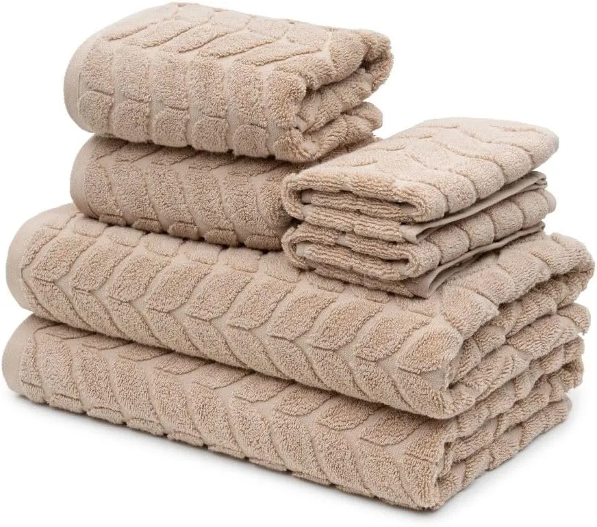 BAGNO MILANO Turkish Cotton Ultra-Soft Plush Absorbent Quick Dry Bathroom Towel Set, Made in Turkey (Sand Beige, 6 pcs Towel Set)