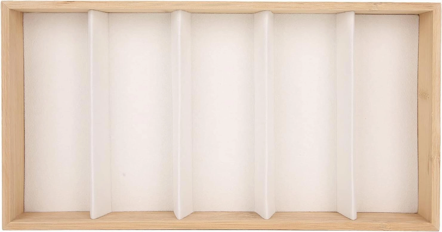 Bamboo Wood Glasses Storage Box with Soft Claimond Veins, sturdy Sunglasses Display Case for Glasses, Jewelry, Watches, Ideal for Optical Shops, Counters, Conventions and (Beige)