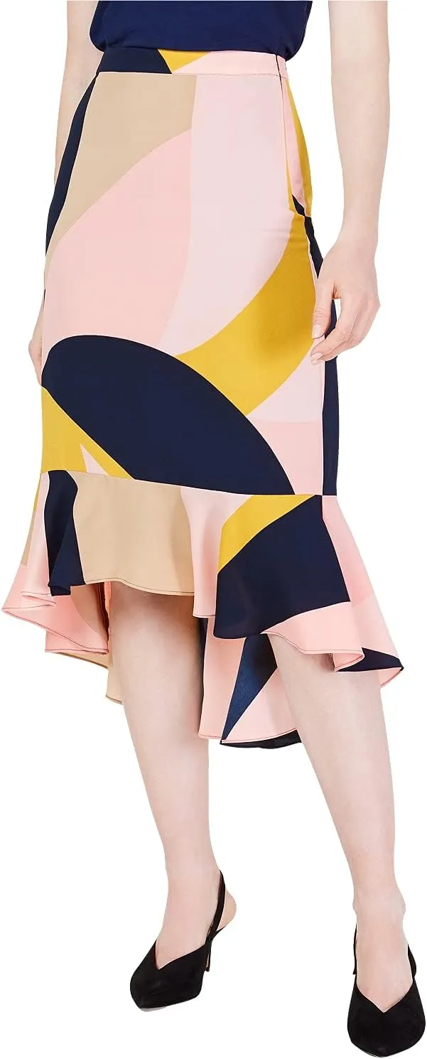 Bar III Womens Ruffled Hi-Low Midi Skirt Pink 2