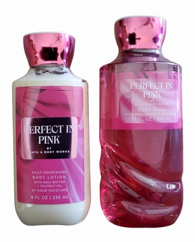 Bath & Body Works Perfect in Pink Body Lotion and Body Gel Wash 2 Piece Set